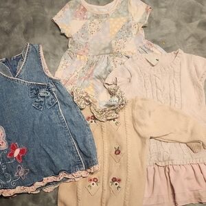 Girls' Clothing Set - Denim, Patchwork, and Knit